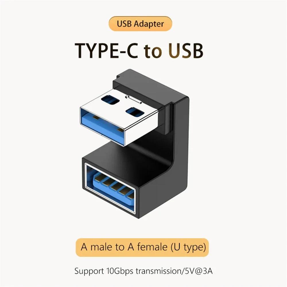 90/180 Degree Elbow C Adapter Type C OTG to USB Converter U Shape USB-C 3.0 Connector for Android Computer Phone Tablet Adapter