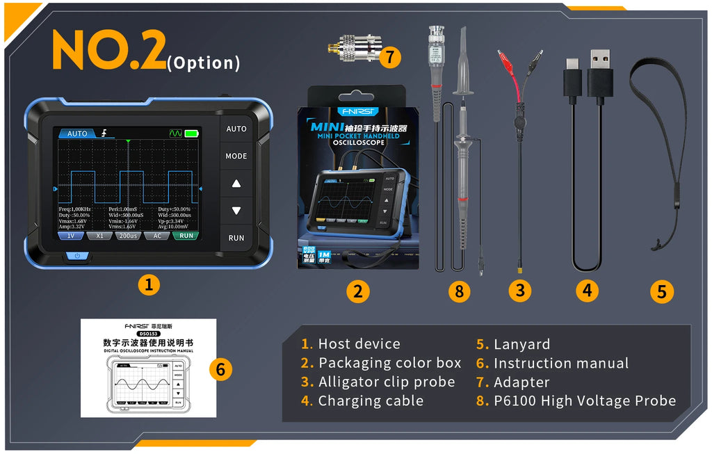 FNIRSI DSO-152 DSO-153 DSO510 Handheld Digital Oscilloscope 200KHz/1MHz/10MHz Bandwidth