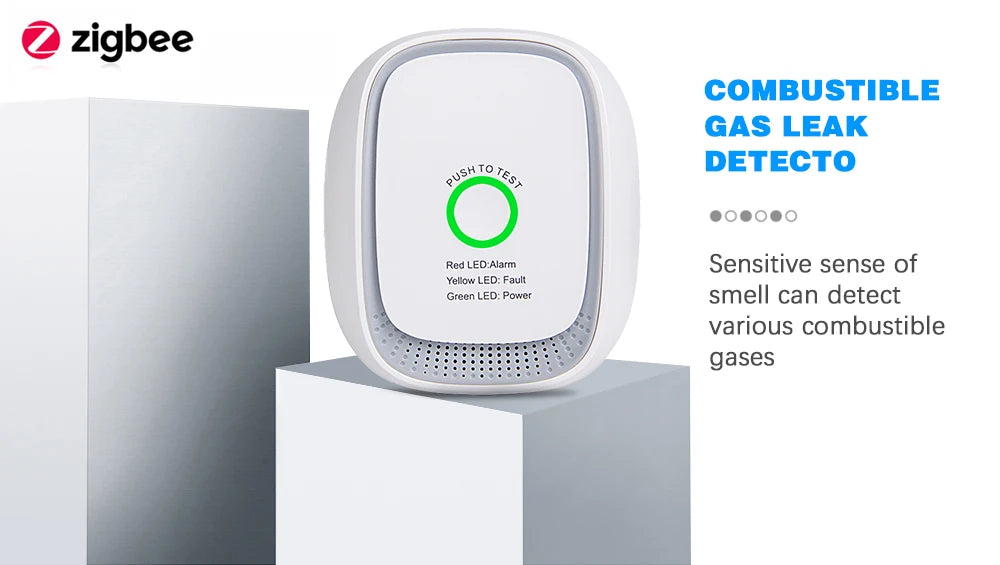 HEIMAN Standard Zigbee Combustible Gas Sensor – Natural Gas & LPG Leak Detector for Smart Home Security Alarm