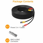 BNC Cable 2 IN 1 BNC Video and Power Security Camera Wire BNC Extension Cable with 2 Female Connectors for AHD DVR System