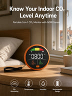 Fabisense PTH-21C Portable NDIR CO2 Detector with Temperature Humidity Carbon Dioxide Monitor for Home Office Car RV