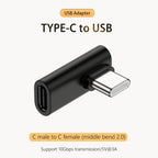 90/180 Degree Elbow C Adapter Type C OTG to USB Converter U Shape USB-C 3.0 Connector for Android Computer Phone Tablet Adapter
