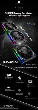 Thermalright TL-M12Q  Computer case cooling fan, wireless splicing/infinity frame/high performance fan