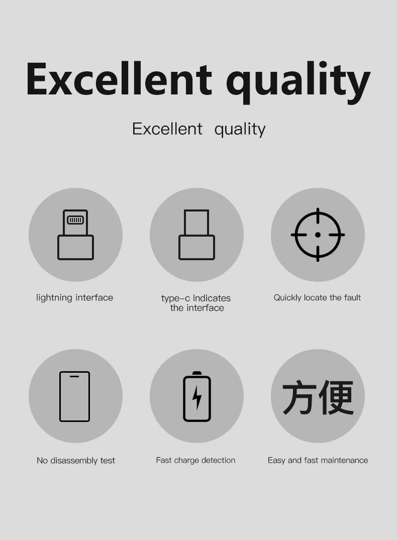 Mechanic T-824 No Disassembly Required Mobile Phone Tail Insertion Detector Digital Display Current Power Check Type-C Lightning