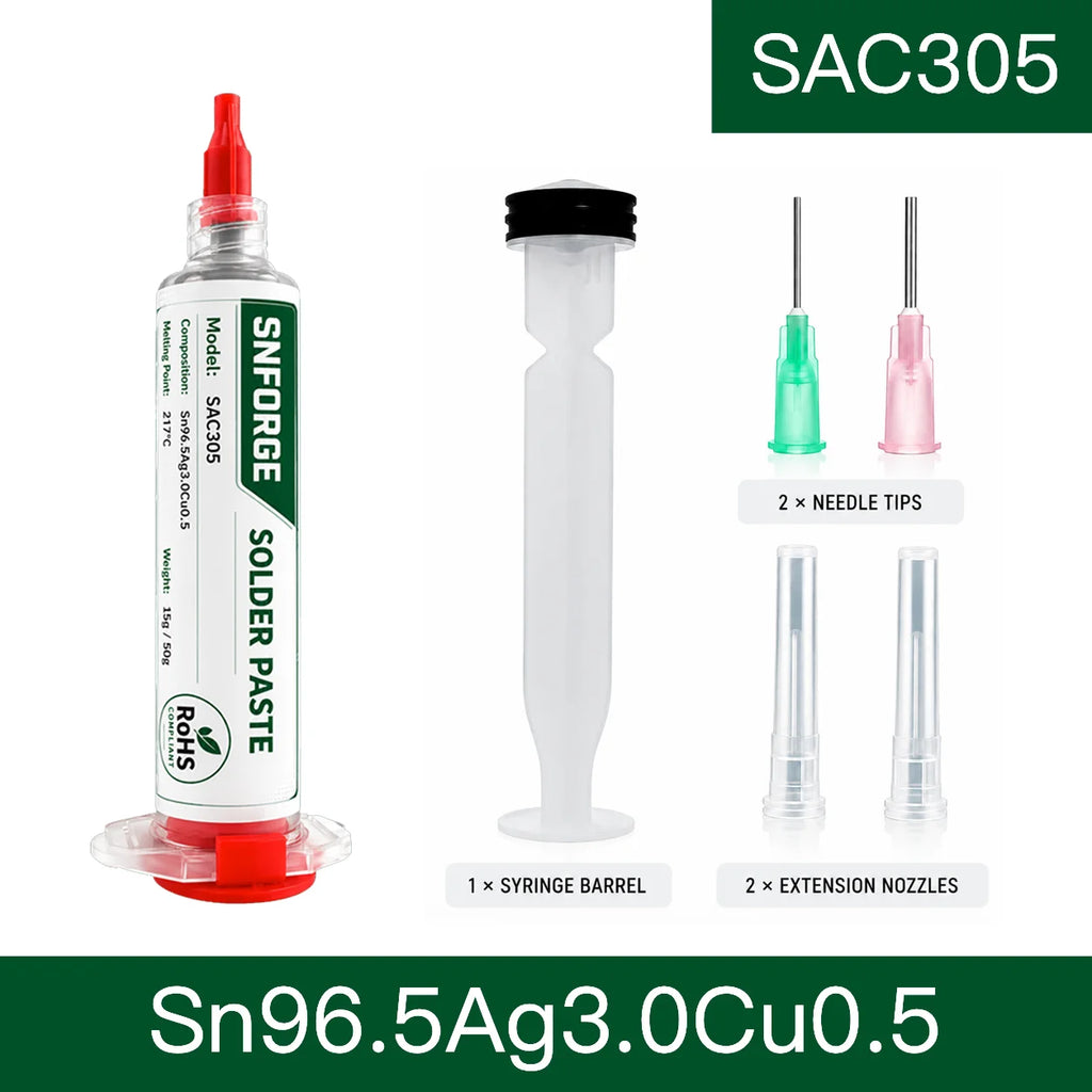 SAC305 Solder Paste Welding Tin Sn99Ag0.3Cu0.7 Sn96.5Ag3.0Cu0.5 BGA Welding PCB SMD SMT Flux Lead-Free Soldering Repair No-clean