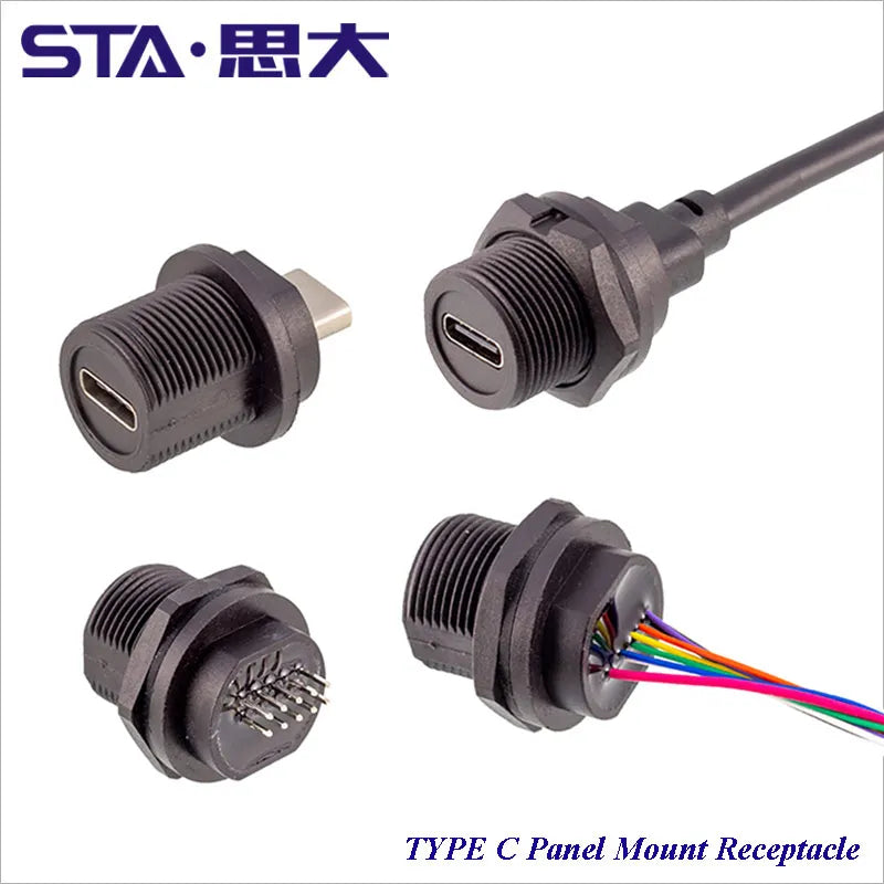 USB Type A B C Connector 2.0 3.0 3.1 Female Male Cable PCB Panel Mount Micro DIY Socket Port Waterproof USB Connector Adapter