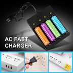 Skywolfeye 4 Bay Smart Universal Charger for 3.7V Rechargeable Li-ion Batteries Compatible 18650 26650 22650 14500 16340(CR123)