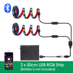 USB Bluetooth RGB Led Strip Light Battery Powered Scooter Flexible Diode Tape Led Backlight For Bicycle Skateboard Bike Lighting