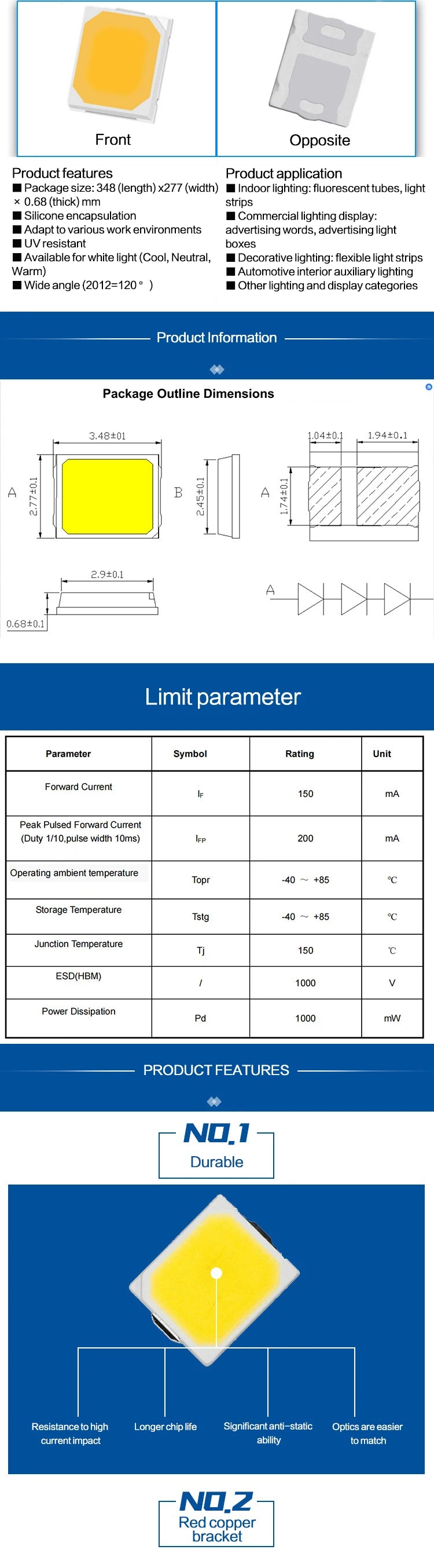 50-100pcs SMD LED 2835 White Chip 0.5 W 1W 3V 6V 9V 18V 36V 100-130LM Ultra Bright Surface Mount LED Light Emitting Diode Lamp