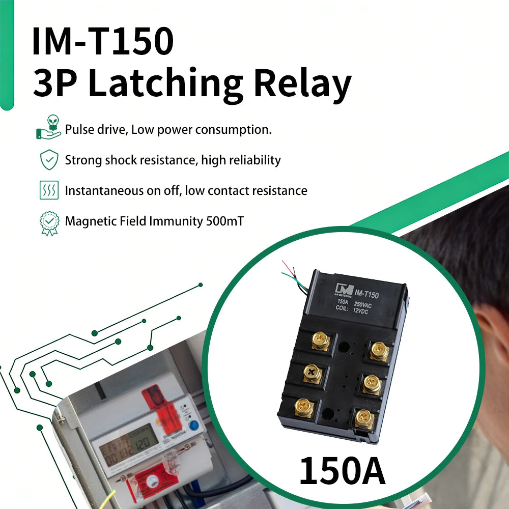 IM-T150 150A 3 Phase AC Latching Relay with Auxiliary Switch Optional