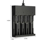 4-Pack Battery With 4 Bay Li-ion Lithium Charger Set，4 Bay Li-ion Lithium Battery Set  Flat Top 4000mAh Rechargeable 3.7V Li-ion 18650 Replacement Battery with Charger for Flashlights,Headlamps,and More Toy Remote Control D