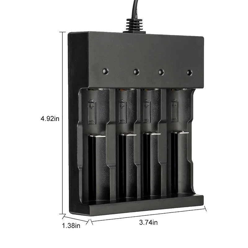 Skywolfeye 4 Bay Smart Universal Charger for 3.7V Rechargeable Li-ion Batteries Compatible 18650 26650 22650 14500 16340(CR123)