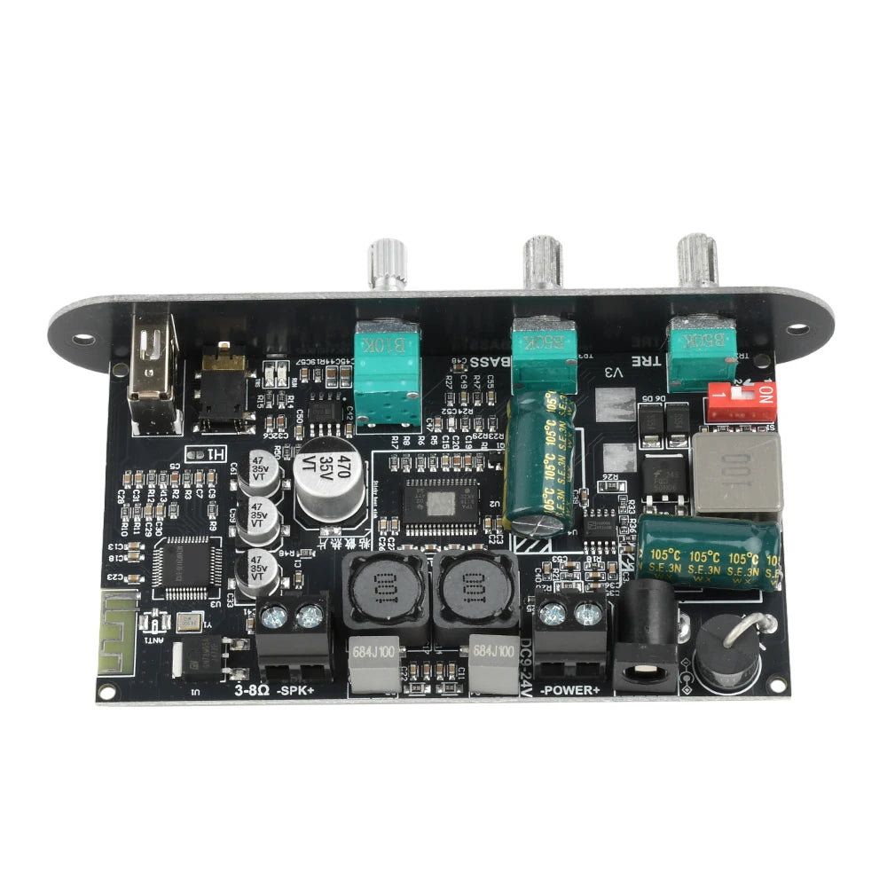 ZK-1001U TPA3116D2 Mono 100W Bluetooth 5.3 Amplifier Board 9-24V Boost AUX USB Bass Treble for DIY TWS Speaker