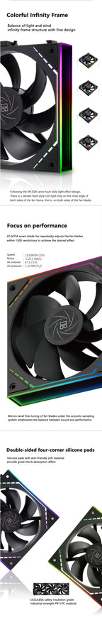 Thermalright TL-M12Q  Computer case cooling fan, wireless splicing/infinity frame/high performance fan
