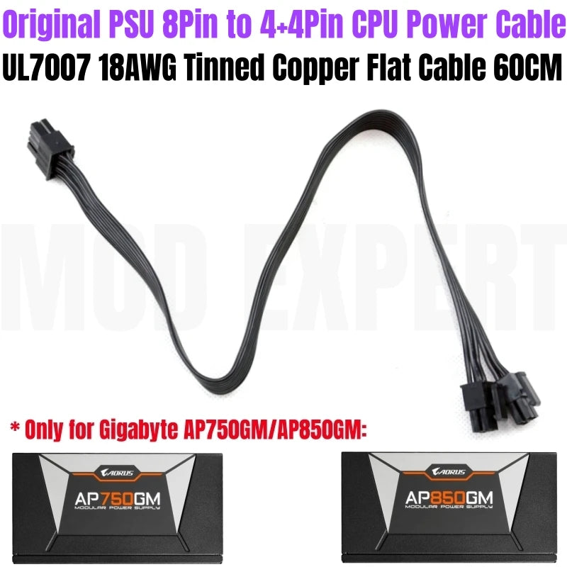 Modular Power Cable for GIGABYTE AORUS AP750GM AP850GM, GPU PCIe 8Pin 6+2Pin, CPU 4+4Pin, HDD SSD SATA Molex IDE 4Pin, ATX 24Pin