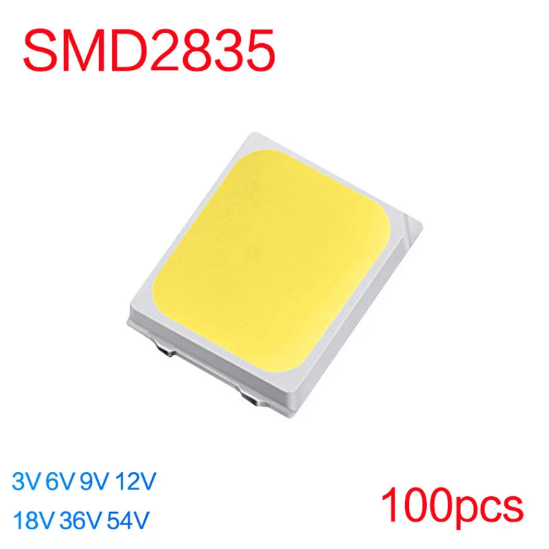 50-100pcs SMD LED 2835 White Chip 0.5 W 1W 3V 6V 9V 18V 36V 100-130LM Ultra Bright Surface Mount LED Light Emitting Diode Lamp