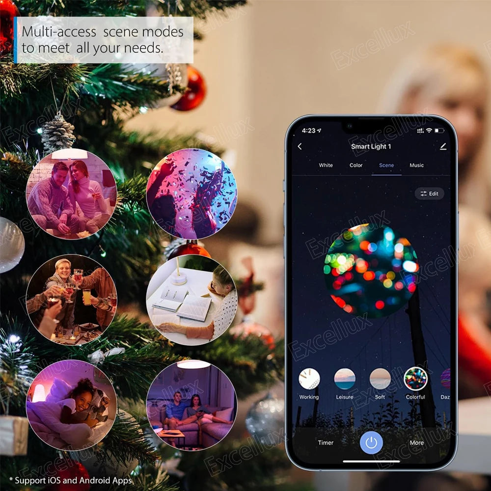 Tuya E27 Led Lamp App Control Bluetooth /WiFi Led Light Bulbs 15W RGB CW WW Smart Bulb Works With Amazon Alexa Google Assistant