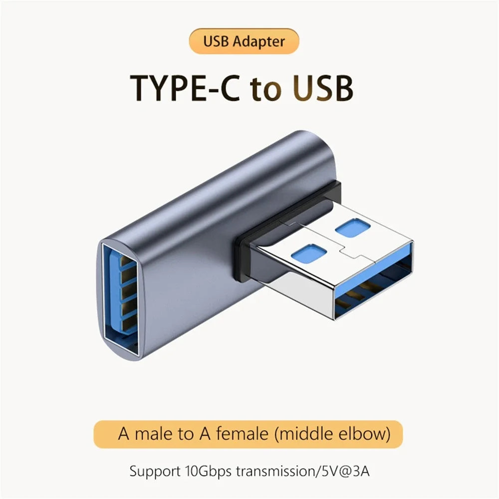 90/180 Degree Elbow C Adapter Type C OTG to USB Converter U Shape USB-C 3.0 Connector for Android Computer Phone Tablet Adapter