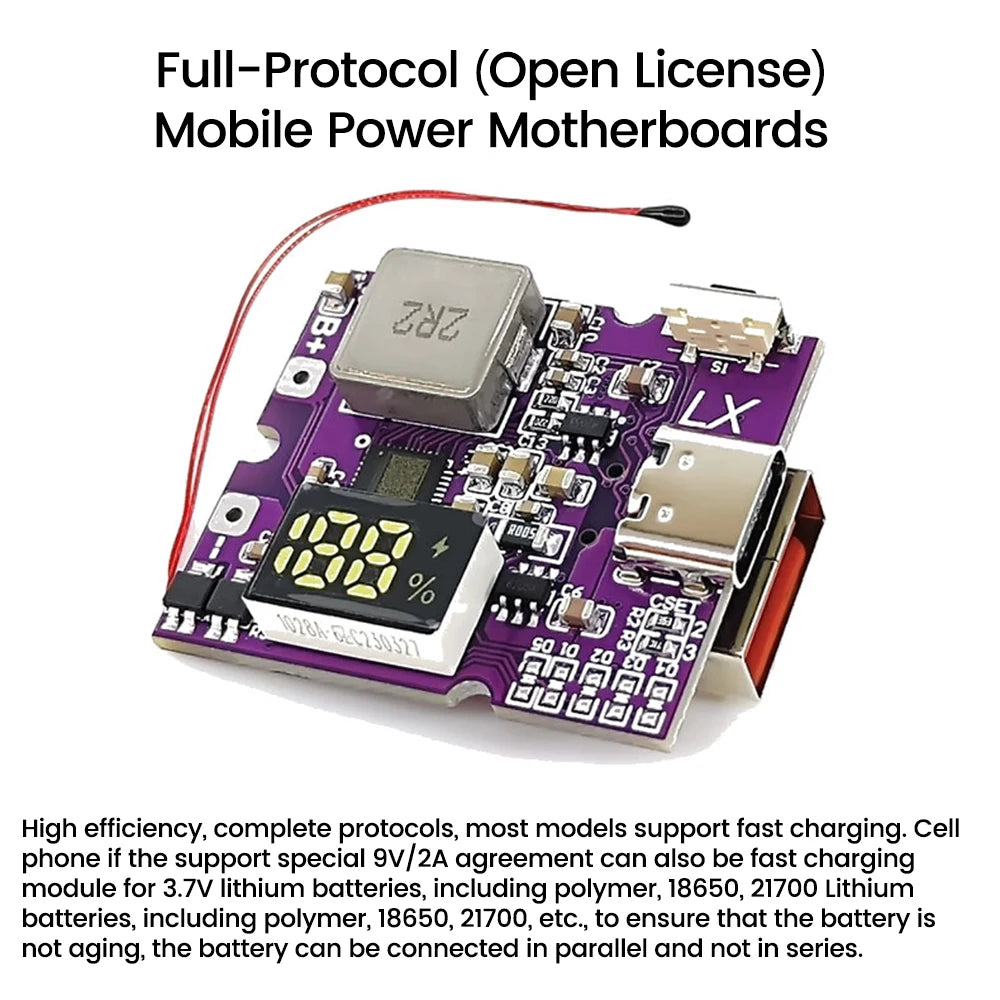 22.5W Mobile Power Module Power Bank Bidirectional Fast Charging Circuit Board With Digital/Light Type-C USB Suppor PD/QC3.0 2.0