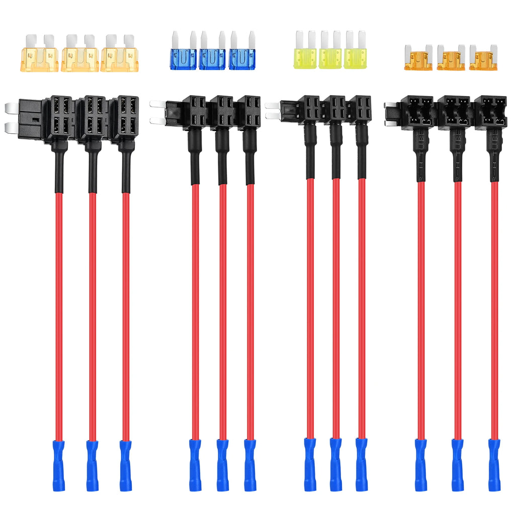 Nilight Automotive Fuse Tap Kit, Car Fuse Adapter Assortment Set, Add-A-Circuit Fuse Holder with Wire and Fuse, Automotive Electrical Accessories for Car Truck SUV, 10PCS/12PCS Combo Set