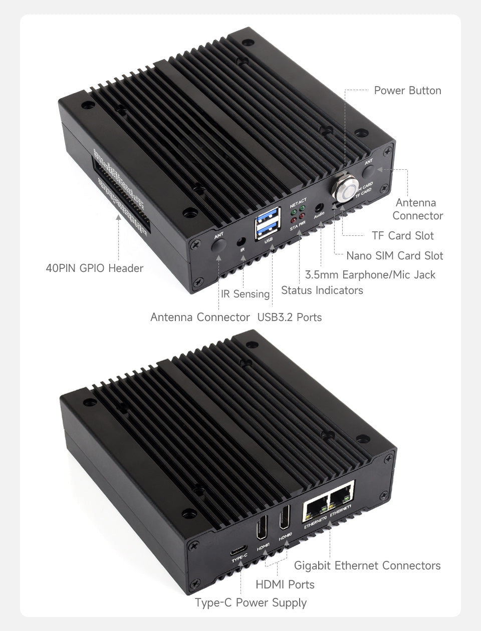 Waveshare CM4-NVME-NAS-BOX,NAS Multi-functional Mini-Computer Designed for Raspberry Pi Compute Module 4 (NOT included), Network