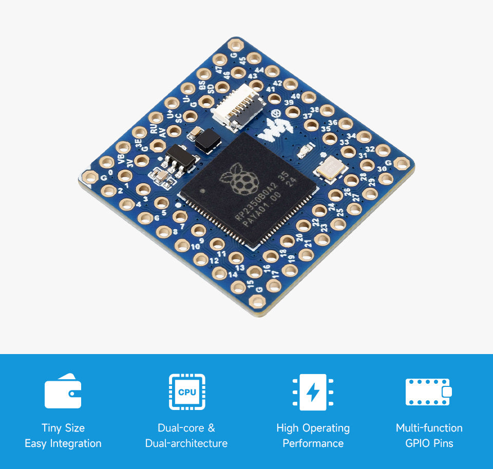 Waveshare Core2350B Core Board Raspberry Pi RP2350B Dual-core & Dual-architecture Microcontroller Operating Frequency 150MHz