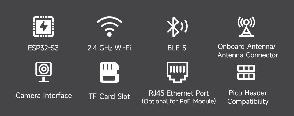 ESP32-S3 ETH Development Board, 10/100Mbps RJ45 Ethernet Port, Wi-Fi & Bluetooth Support, 240MHz Dual Core Processor, ESP32 Eth