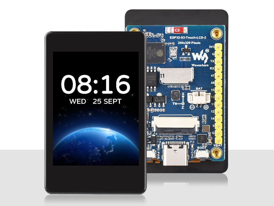 Waveshare ESP32-S3 2inch Capacitive Touch Display Development Board, 240×320 Pixels, IPS Panel, 32-bit LX7, ESP32 With Display