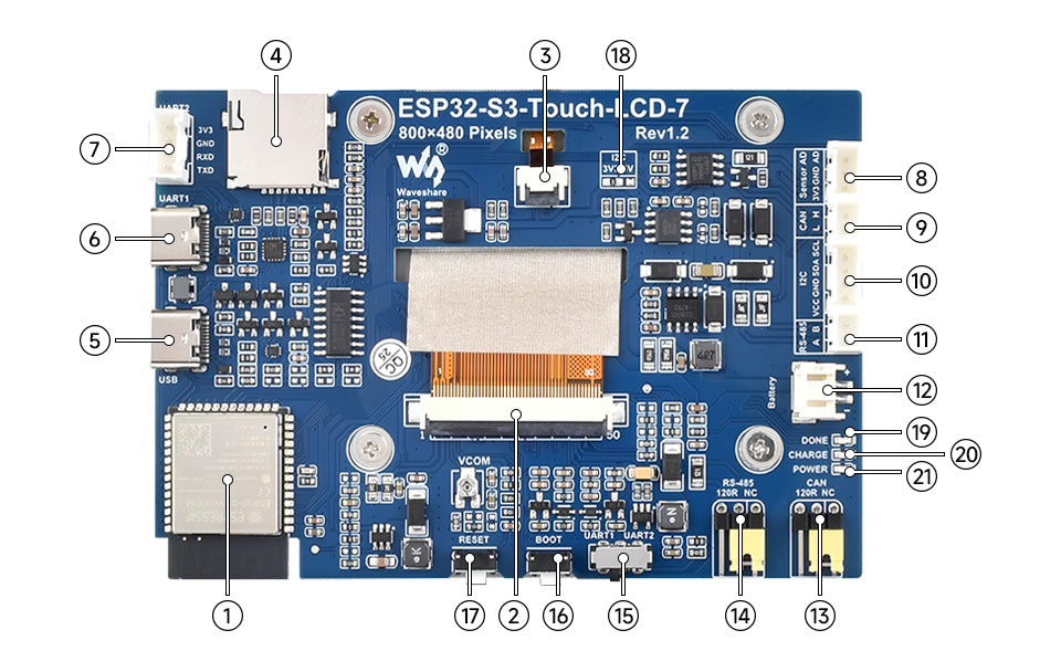 ESP32-S3 7inch Capacitive Touch Display Development Board, ESP32 With Display, 800×480, 5-point Touch