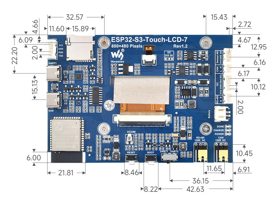 ESP32-S3 7inch Capacitive Touch Display Development Board, ESP32 With Display, 800×480, 5-point Touch