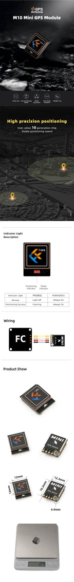 FlyFishRC M10 Mini GPS Module Lightweight For RC DIY FPV Racing Drone