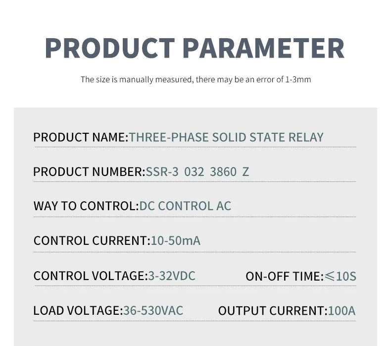 Three-phase Solid State Relay DC Control AC 380V 40A SSR-3 032 3840Z DC-AC Complete Set (Relay, Heat Sink, Fan)