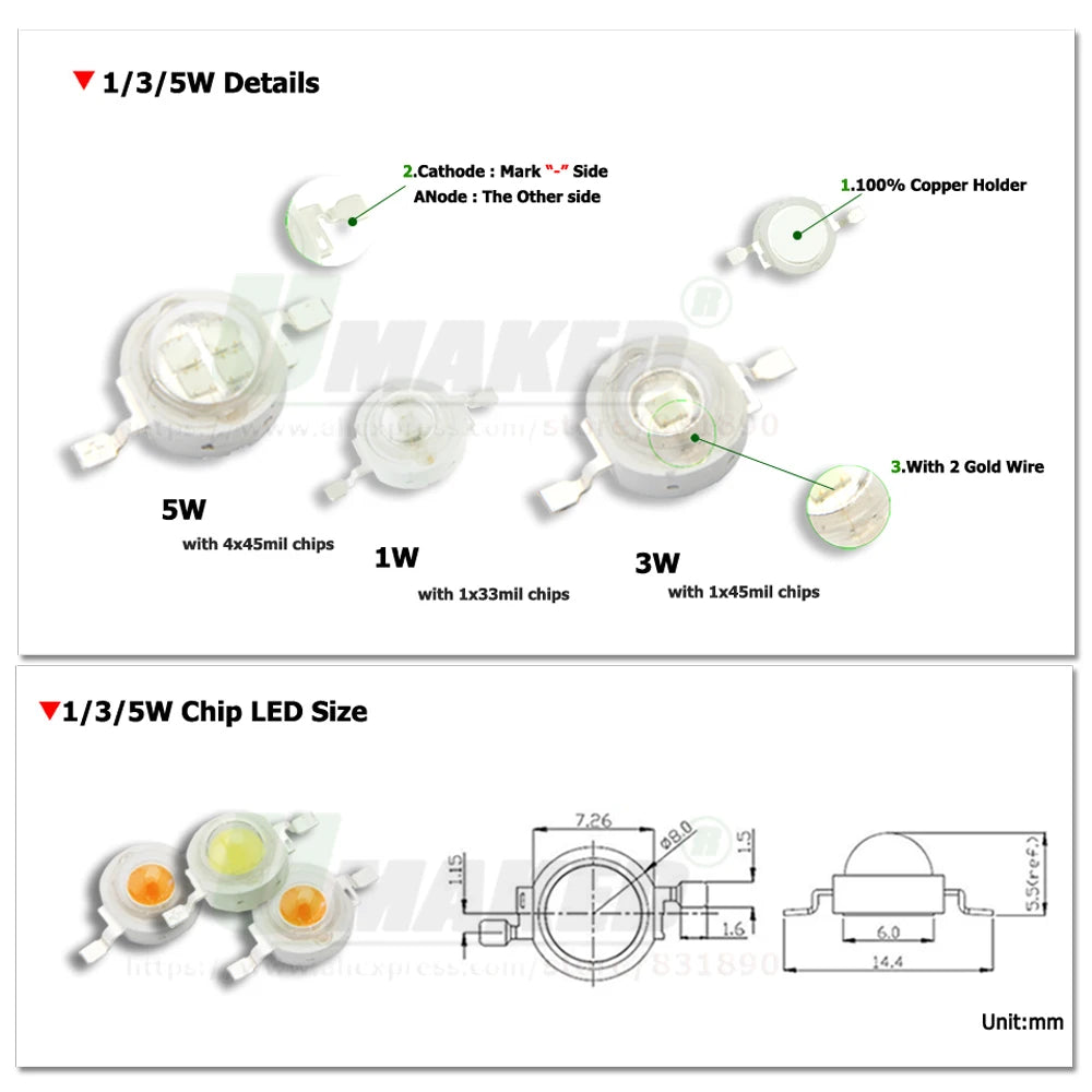 3W Infrared High Power Led Chips IR 850nm 940nm with Lens 60/120 Angle LEDs Camera Security Light Monitor CCTV Led Light Beads