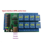 DC 12V 24V 8ch Optically Isolated IN USB COM Relay Module UART RS232 Serial Port Switch Board Digital Collector PLC