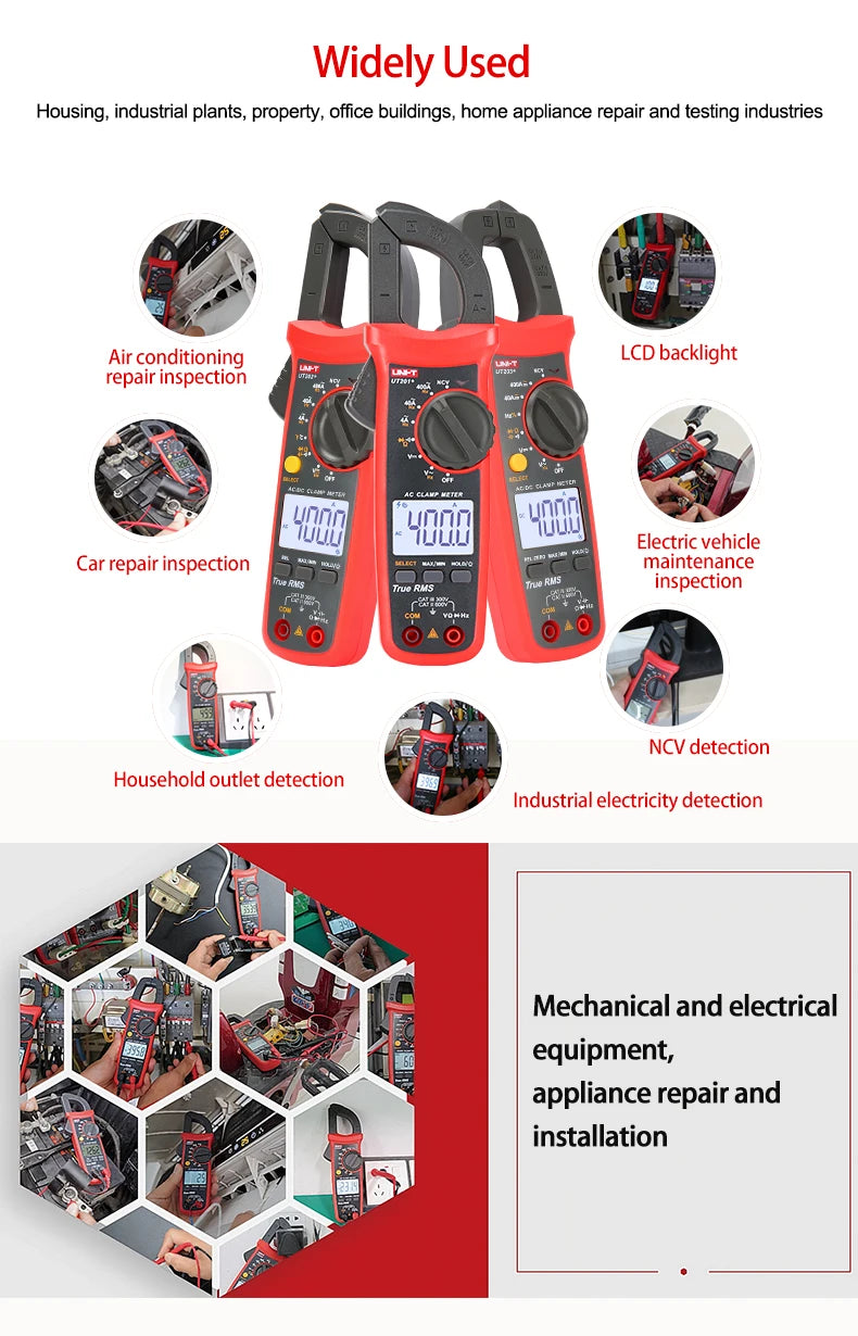 UNI-T Clamp Meter UT201 UT202 UT202A UT203 UT204 Plus Digital Tester Professional Voltmeter Pliers Ammeter Electric Multitester