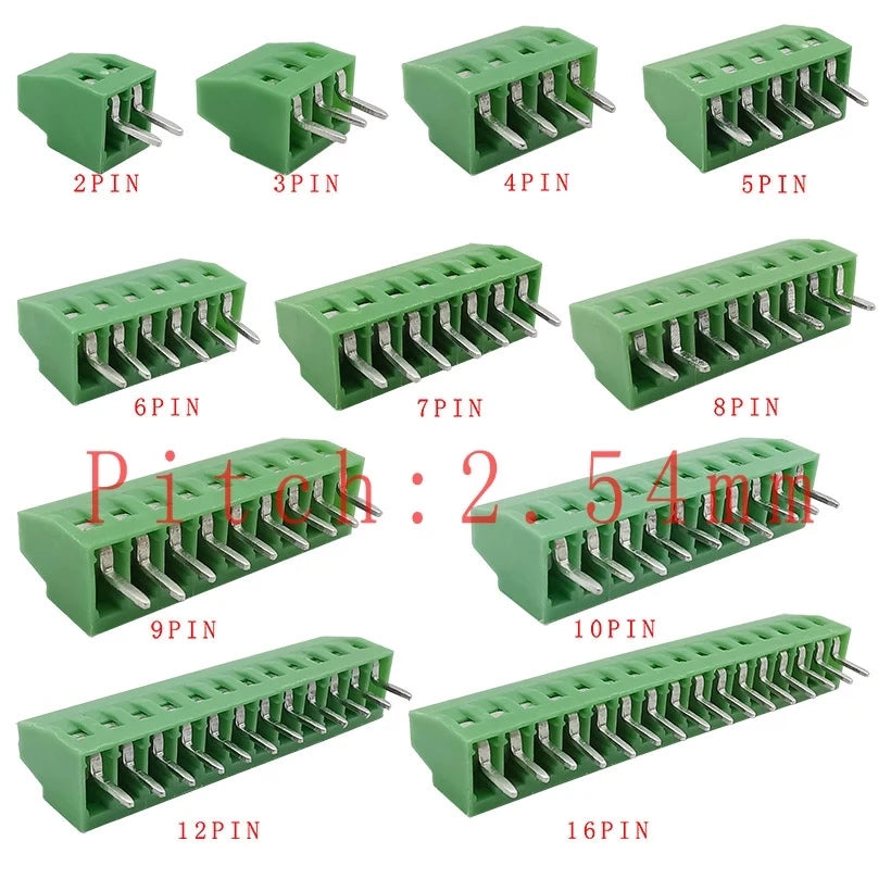 5/10Pcs KF128 2.54mm Pitch PCB Terminal Block Connector 150V 6A 2/3/4/5/6/7/8/9/10/12/14/16Pin Screw Terminal For 26-18AWG Cable