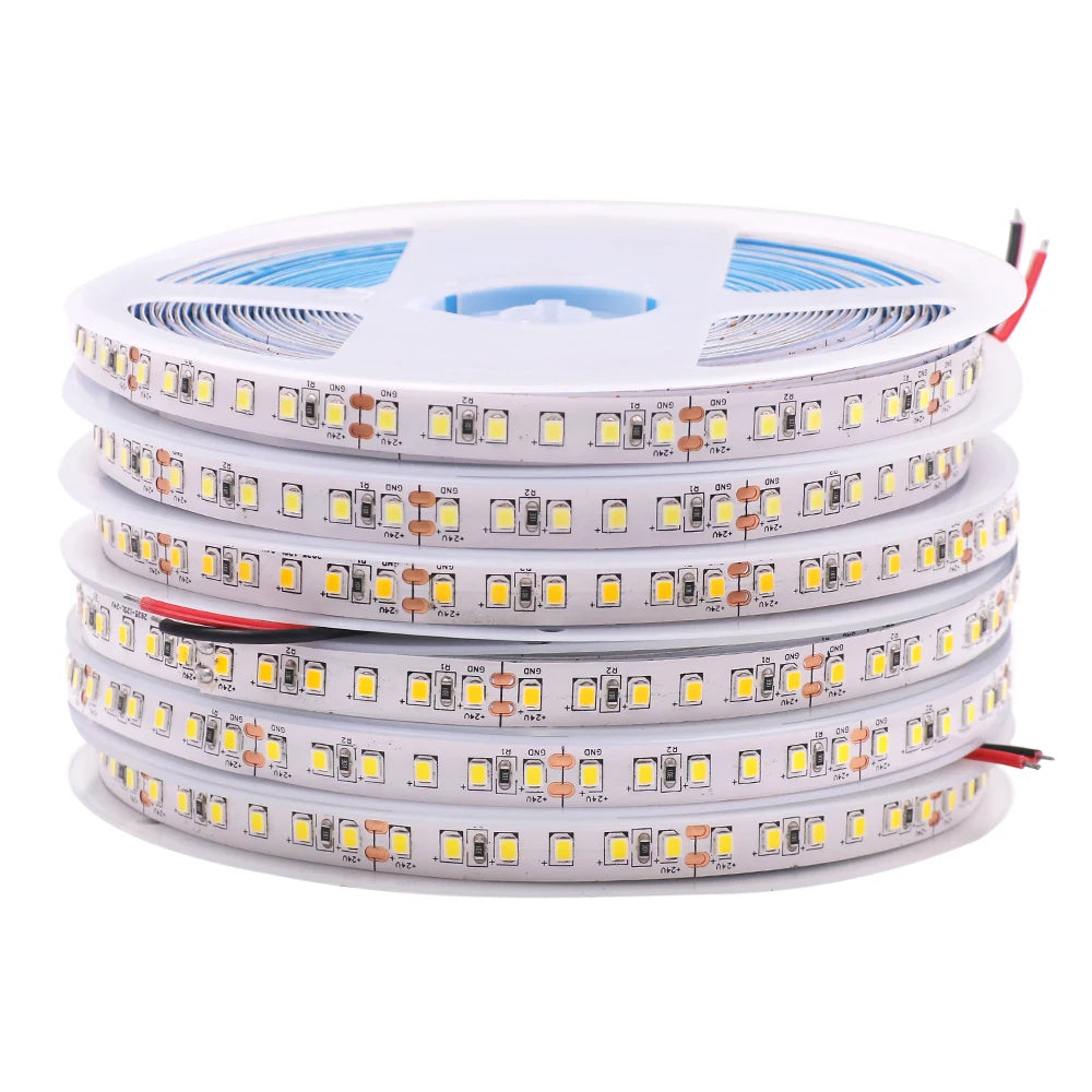 12V 24V LED Strip SMD 2835 Flexible LED Tape 5M 120 240 480Leds/m Waterproof Ribbon Diode Room Decor Warm Natural Cool White