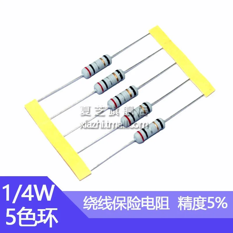 100pcs 1/4W Wire-wound Fuse Resistance Accuracy 5% 0.1 0.22 0.5 1 2.2 3.3 4.7 R Ohm Wire Wound Resi 0.1R 0.22R 0.5R 1Ohm 2R2 3R3