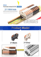Din Rail Wire Connector Terminal Block Quick Wiring Compact Splicing 211 Quick Cable Connector Terminal Block