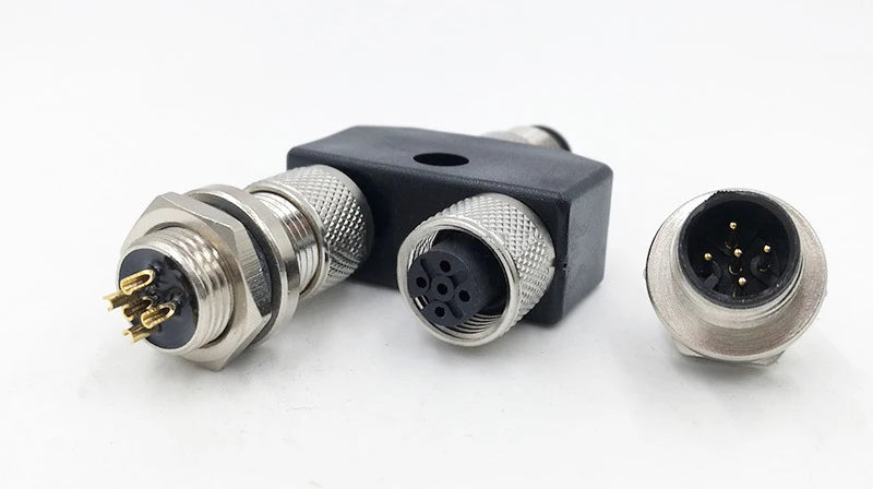 M12 Panel Back Mount Flange Socket Sensor Connector Waterproof Screw Threaded Coupling Male Female 3 4 5 8Pin M1216