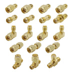 18Pcs/Box SMA Connector Kit Gold-plated Brass SMA & RP-SMA Male Female Straight Right Angle RF Coaxial Adapter Coaxial Adapter