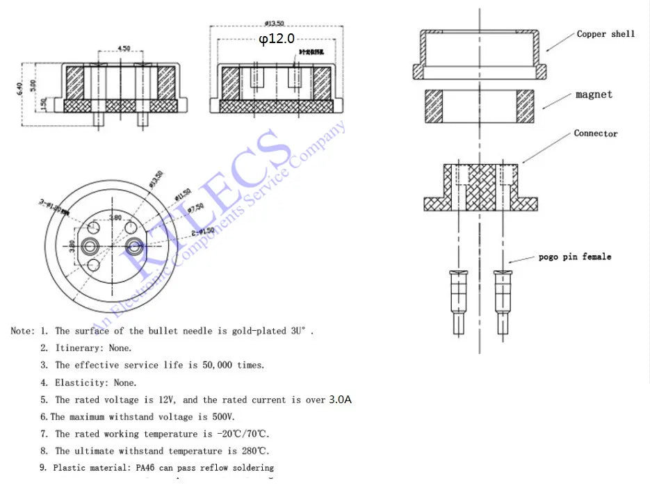 1/3/5 Pair Circular Shape Magnetic Pogo Pin Connector 1 2 3 4 5 Pole Male Female Probe DC Power Charging Round Profile