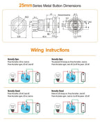 LANBOO 22B2 Economy Metal Pushbutton Switch / 1NO1NC / Momentary or Latching Available. Ring/Power Supply Button