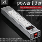 ATAUDIO HIFI Audio Power Filter Noise AC Power Filter Power 1500W 110V-250V  Purifier Surge Protection with EU Universal Outlets