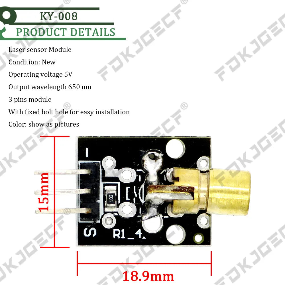 KY-008 3pin 650nm Red Laser Transmitter Dot Diode Copper Head Module for arduino DIY Kit