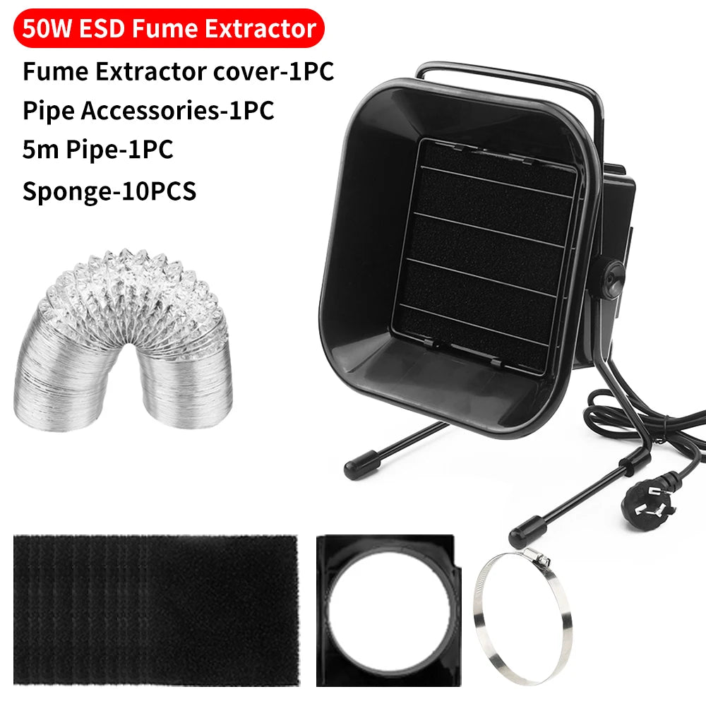 LUXIANZI 16/30/50/60w Solder Iron Smoke Absorber Set Smoking Instrument with Filter Sponge EU/US/UK Plug ESD Fume Extractor Kit