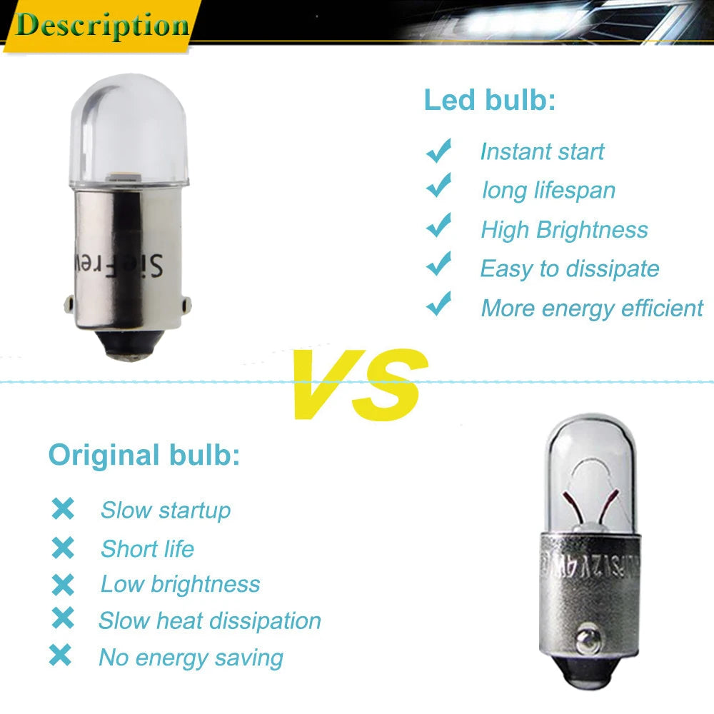 10X BA9S T4W BAX9S BAY9S BAW9S LED Lights Bulb For Auto Interior Dome Map Reading Light Side Marker Lamp Warm White 6V 12V 24V