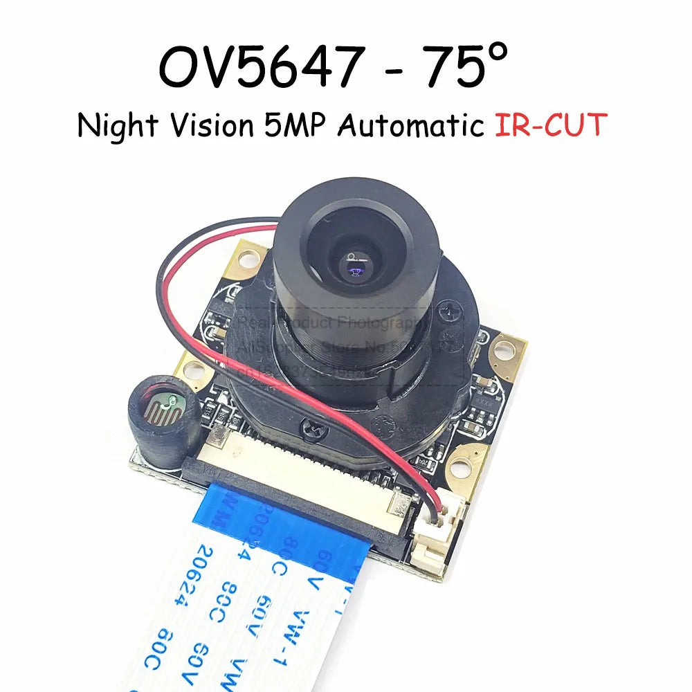 OV5647 Camera for Raspberry PI 4B 3B+ B Type Large Lens 75 175 Degree Night Vision Automatic Switching IR-CUT HD 5MP 1080P