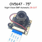 OV5647 Camera for Raspberry PI 4B 3B+ B Type Large Lens 75 175 Degree Night Vision Automatic Switching IR-CUT HD 5MP 1080P