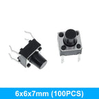 GREATZT 6X6X5/4.3/5.5/6/7/8/9/10/13MM Tact Switch Push Button Switch 12V 4PIN DIP Micro Switch For TV/Toys/home use Button
